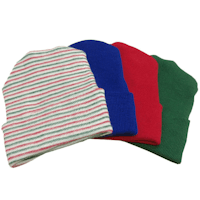 IC-1225-25 RED/GREEN/WHT STRIPE/SOLID INFANT CAP DOUBLE PLY